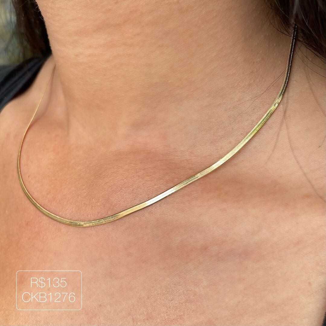 Choker Fita 2mm 2024/2 Liso Dourado